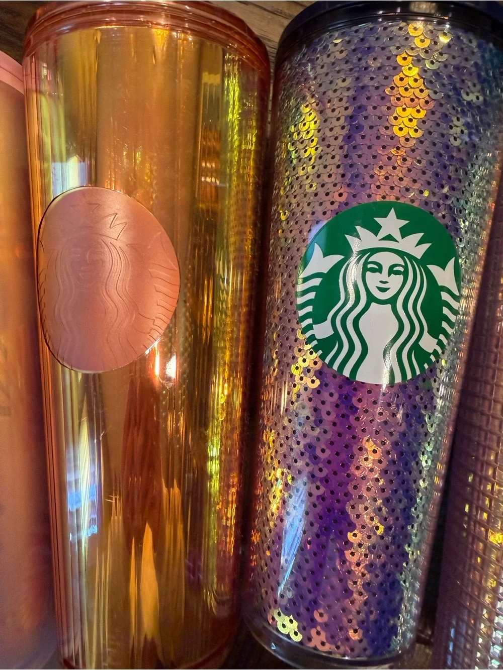 Starbucks Iridescent Pink, Orange, Purple & Gold Cold Tumbler Set